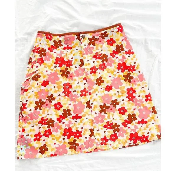 Vintage 00s Y2K Patagonia Water Girl Hawaiian Flower Surf Print Skirt size 8 - Picture 4 of 7